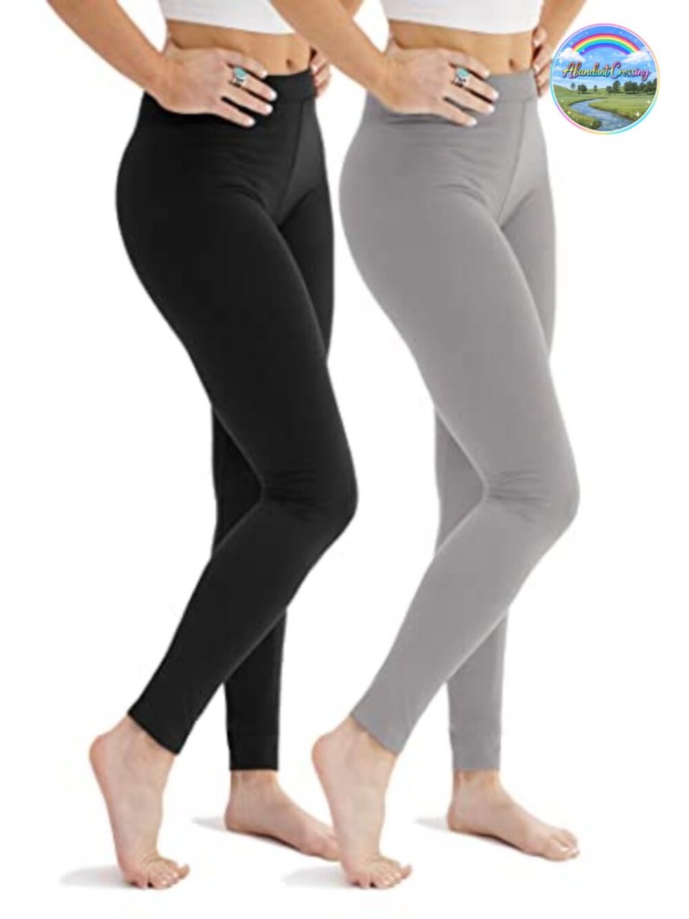 High Waisted Buttery Soft Full Length Leggings 2 Pack Stretch